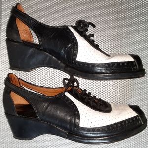 Contemporary Remix wedge platform open toe oxford